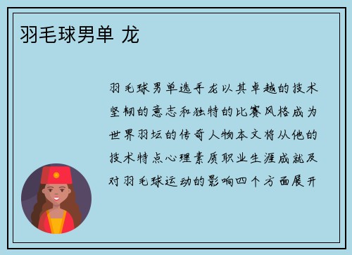 羽毛球男单 龙